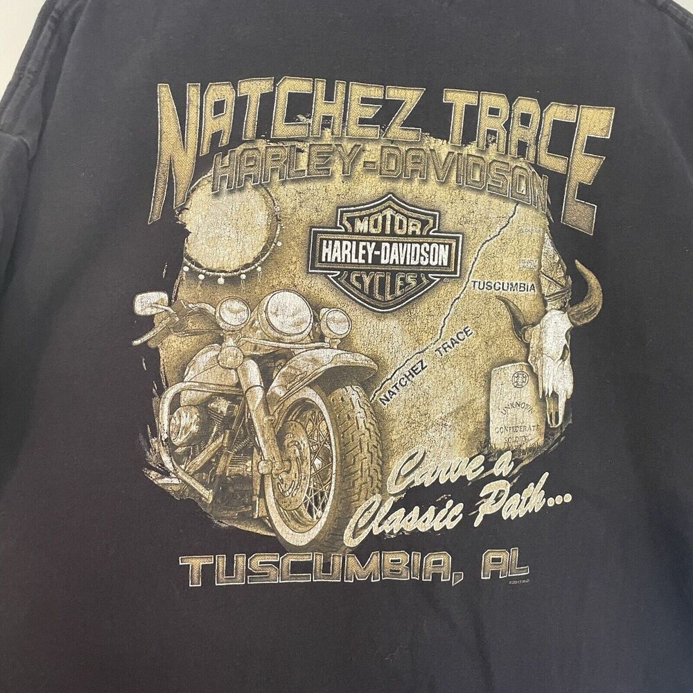 Harley Davidson TShirt Mens Black 2XL Natchez Trace‎ Tuscumbia Genuine Legendary - Picture 3 of 8